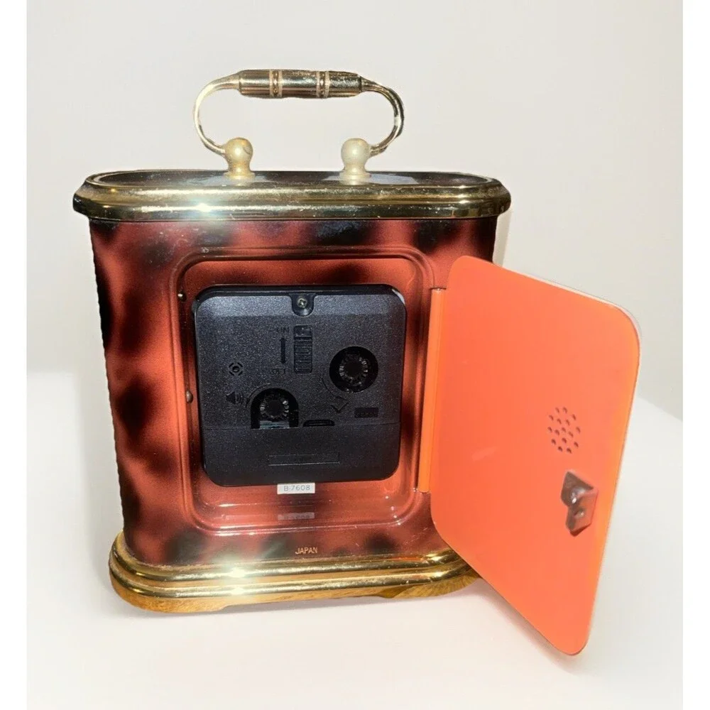 Vintage Bulova Brass Accented Quartz Travel Alarm Clock Tested & Working